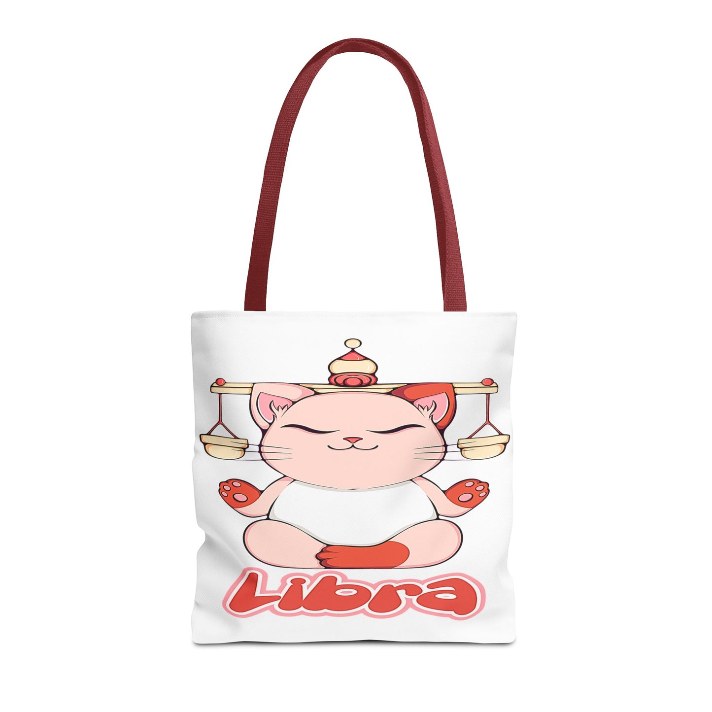 Libra Anime Cat White Tote Bag, 3 Sizes