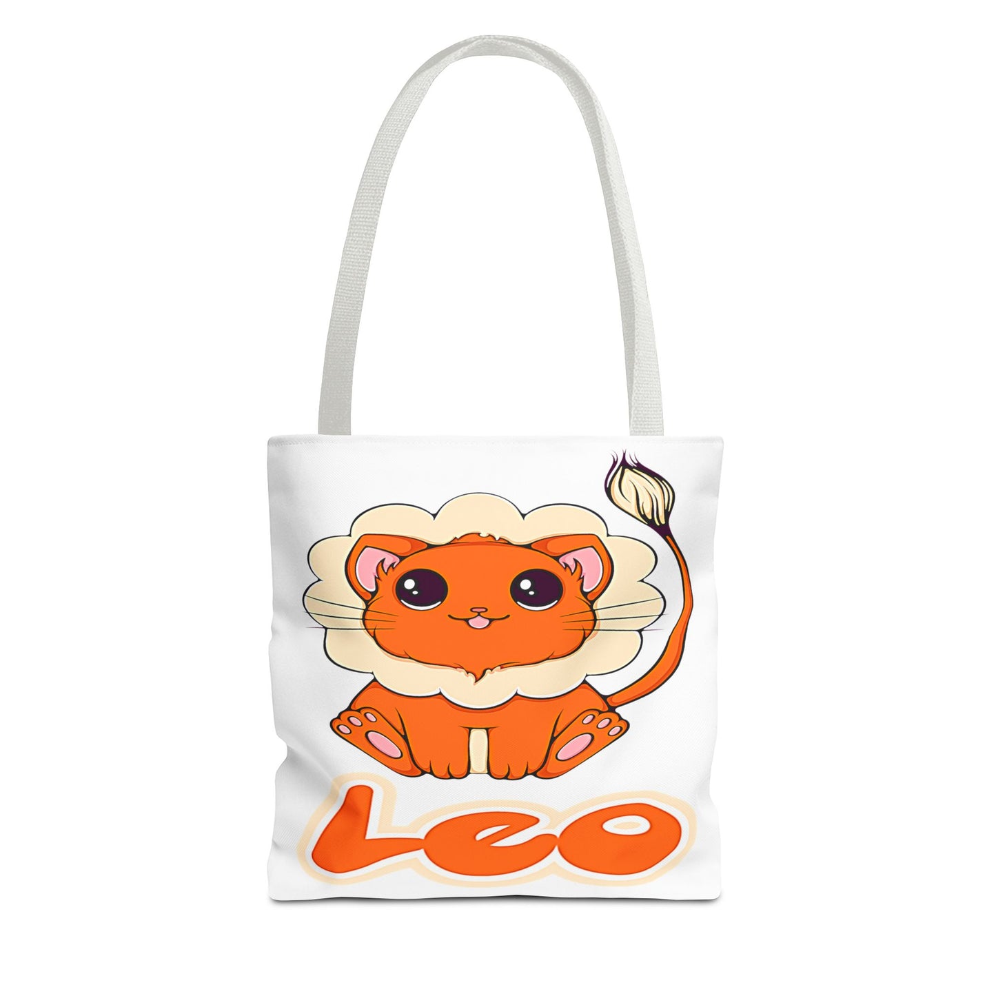 Leo Anime Cat White Tote Bag, 3 Sizes