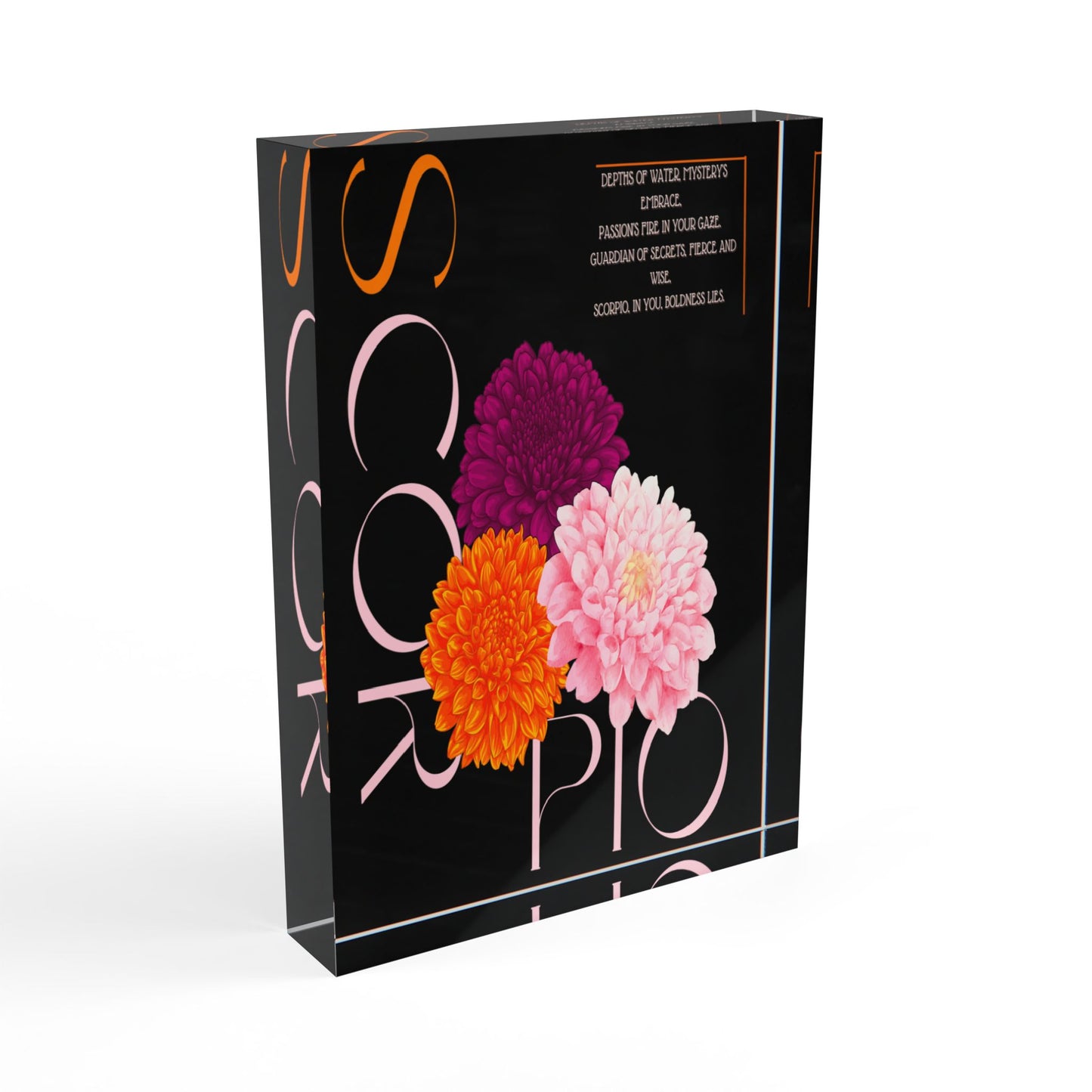 Scorpio Chrysanthemums, Photo Block (Black)