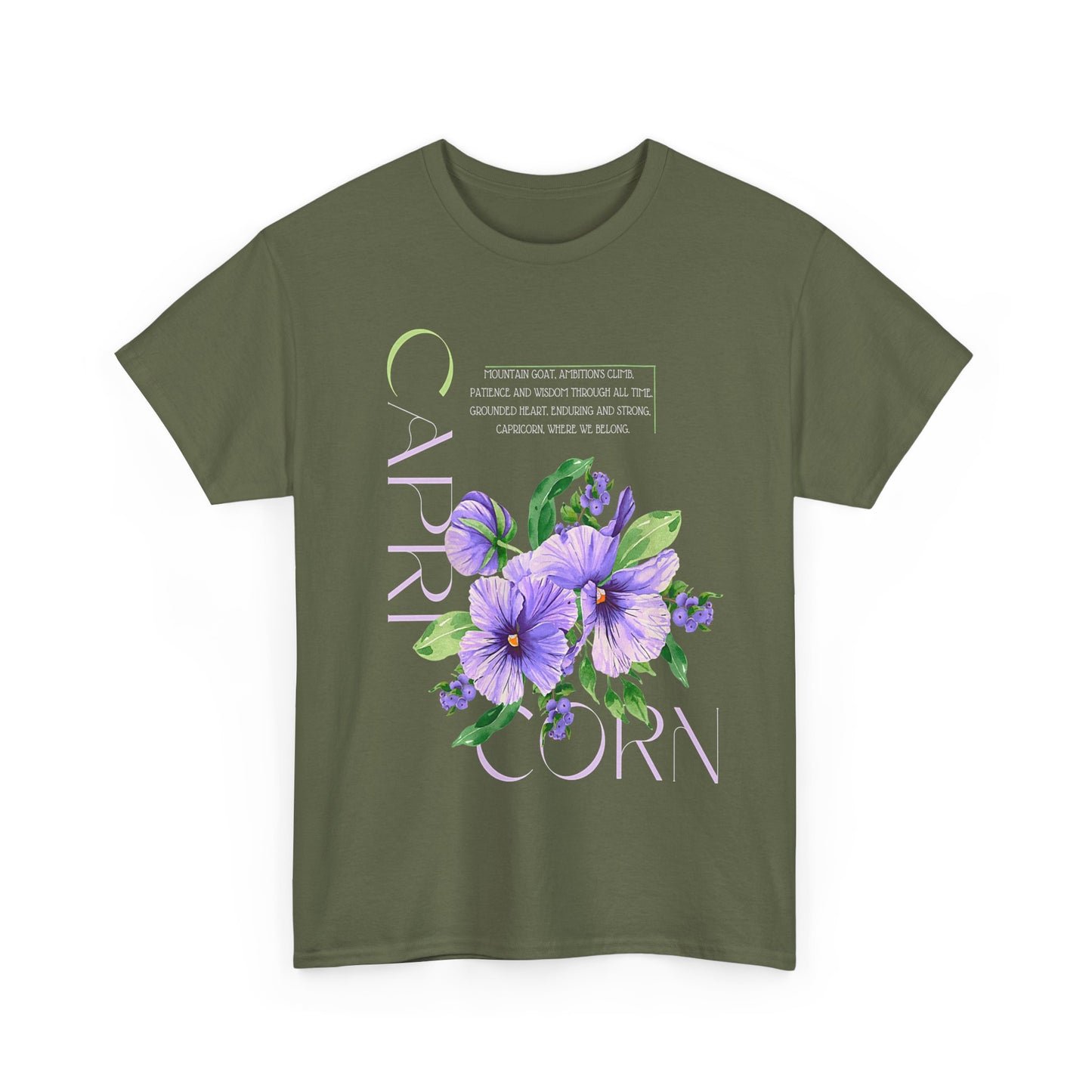 Capricorn Pansies, Unisex Heavy Cotton Tee