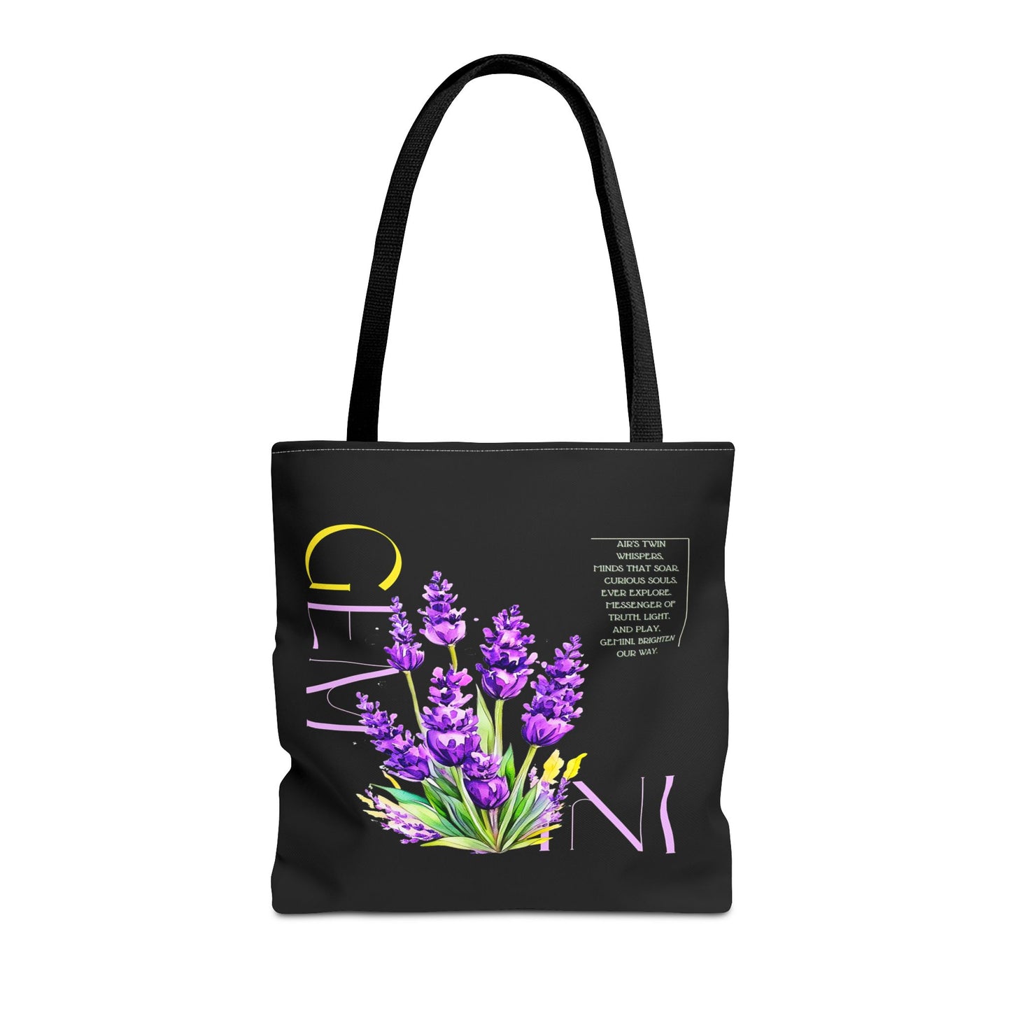 Gemini Lavender Black Tote Bag, 3 Sizes