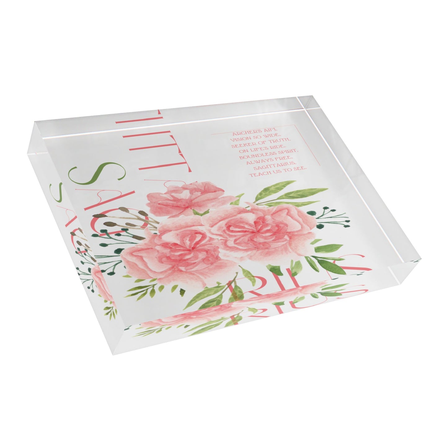 Sagittarius Pink Carnations, Photo Block (White)