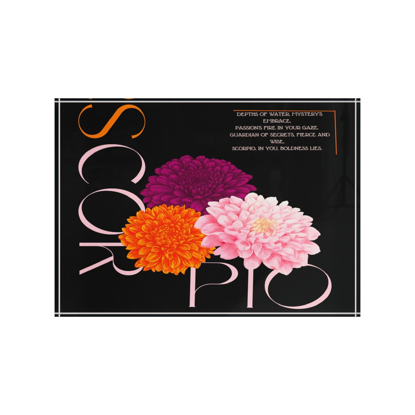 Scorpio Chrysanthemums, Photo Block (Black)