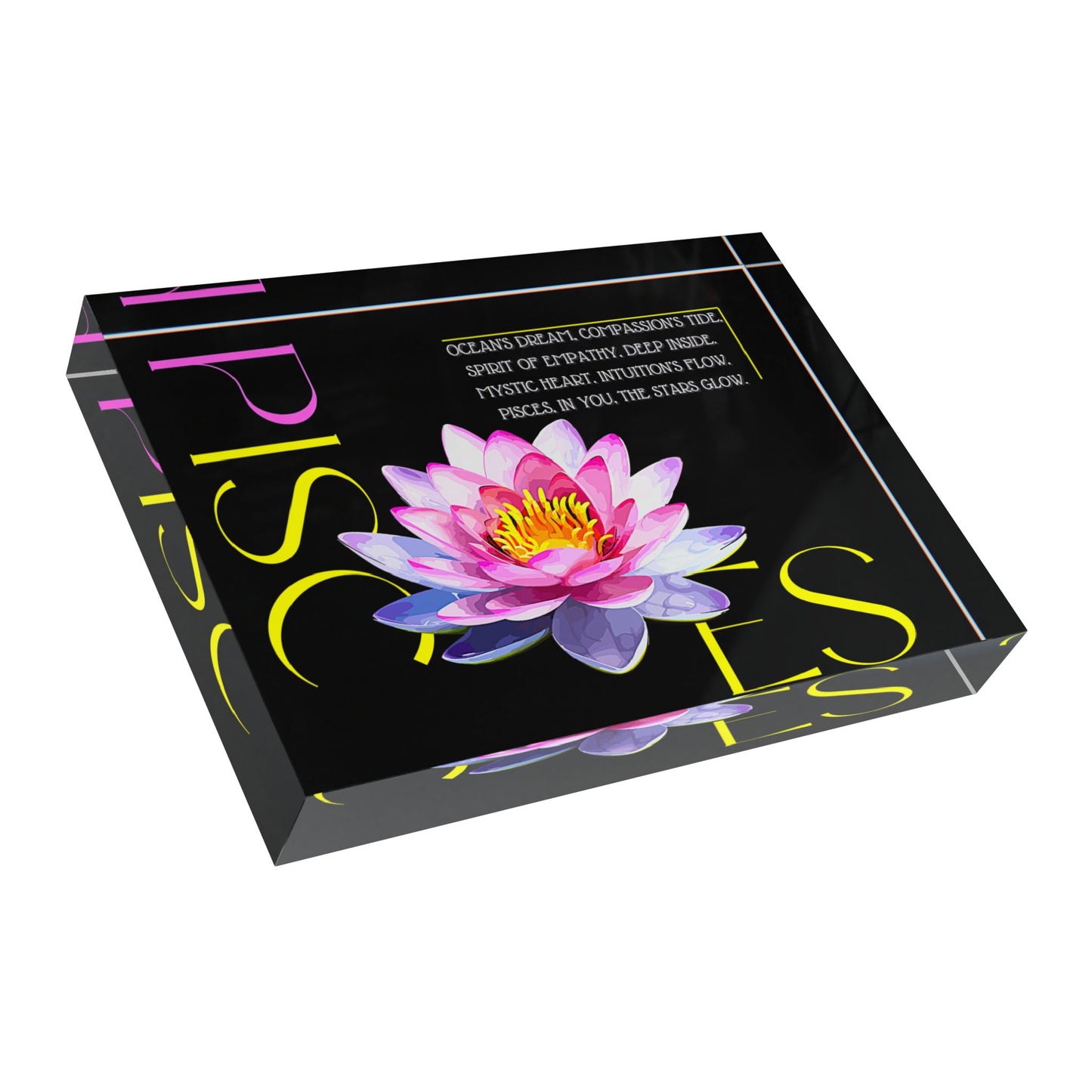 Pisces White Lotus, Photo Block (Black)