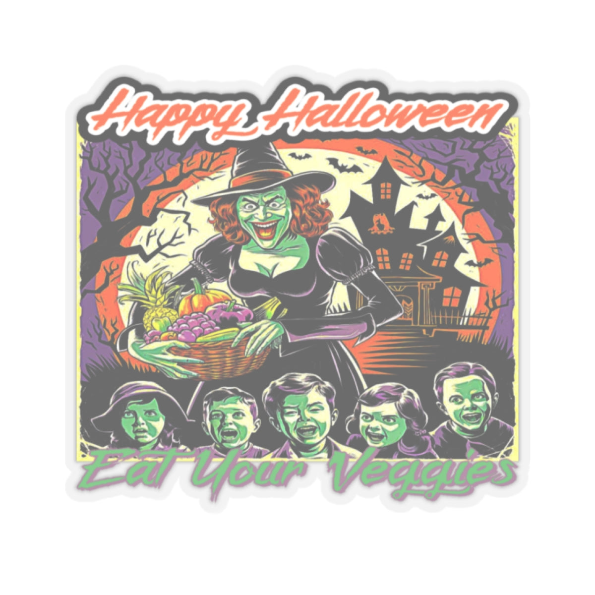 Vegan Halloween, Kiss-Cut Stickers