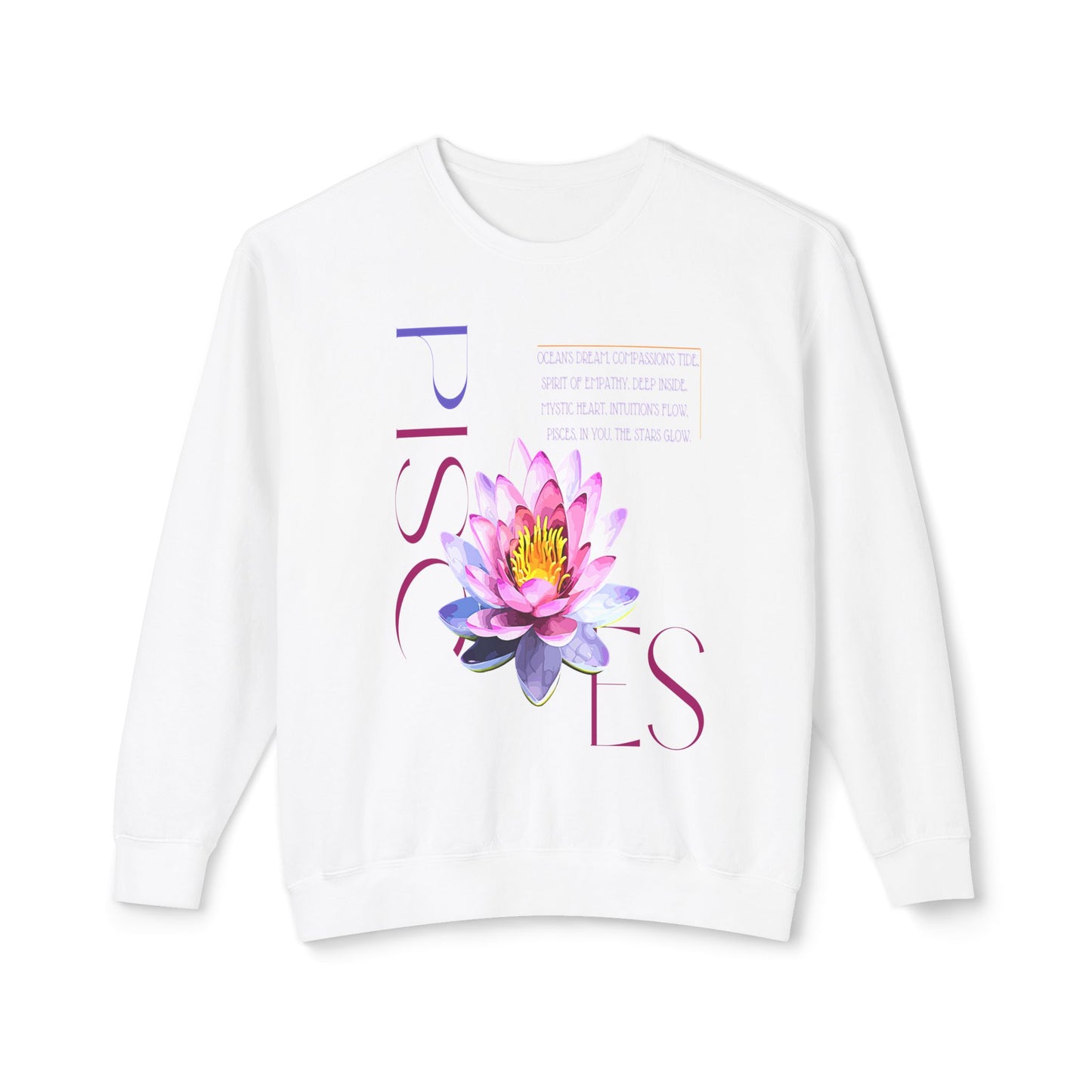 Pisces Pink Lotus, Unisex Lightweight Crewneck Sweatshirt