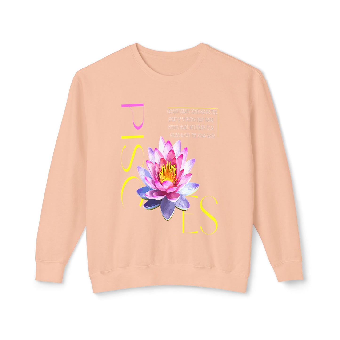 Pisces Pink Lotus, Unisex Lightweight Crewneck Sweatshirt