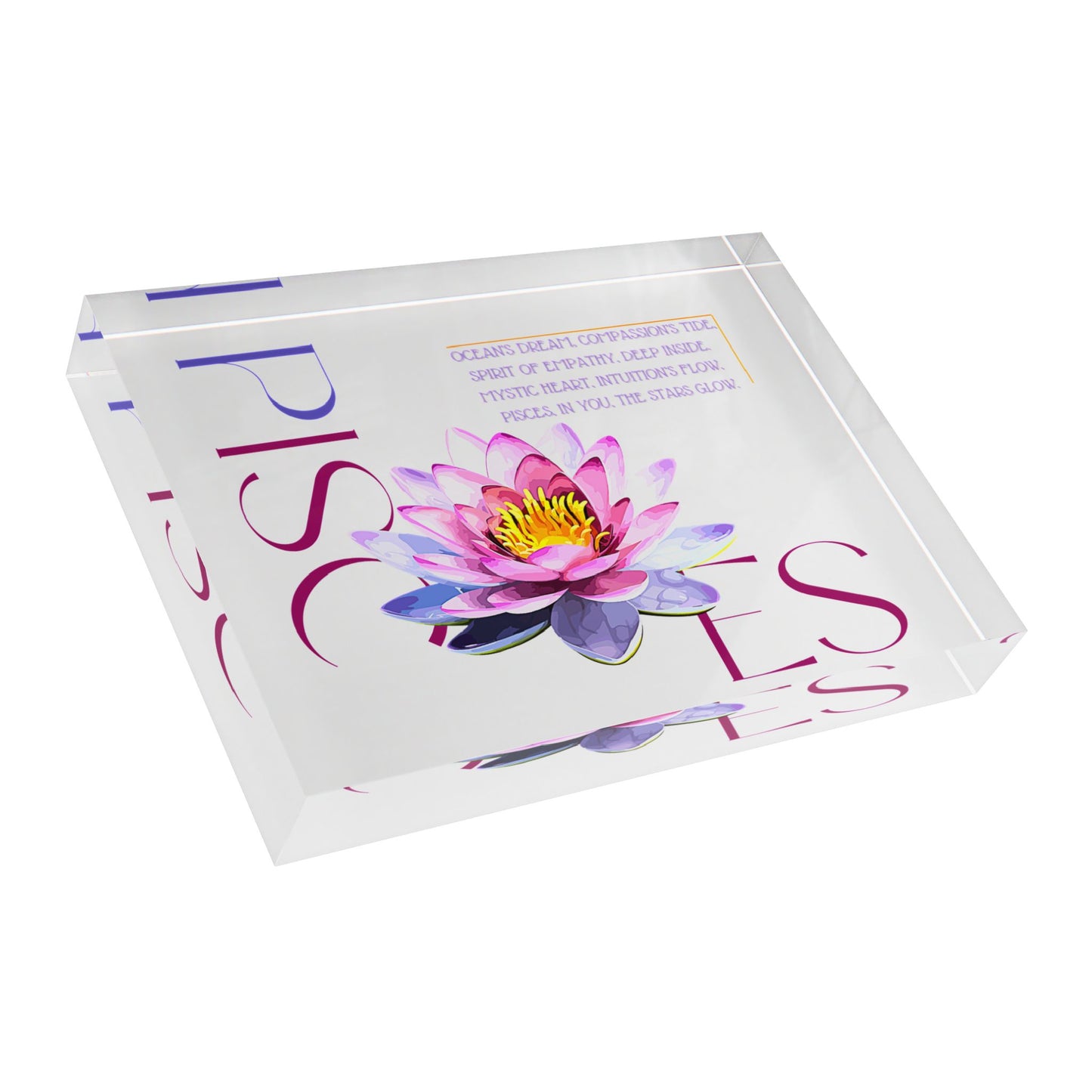 Pisces White Lotus, Photo Block (White)