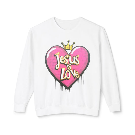 Jesus is Love, Unisex Lightweight Crewneck Sweatshirt