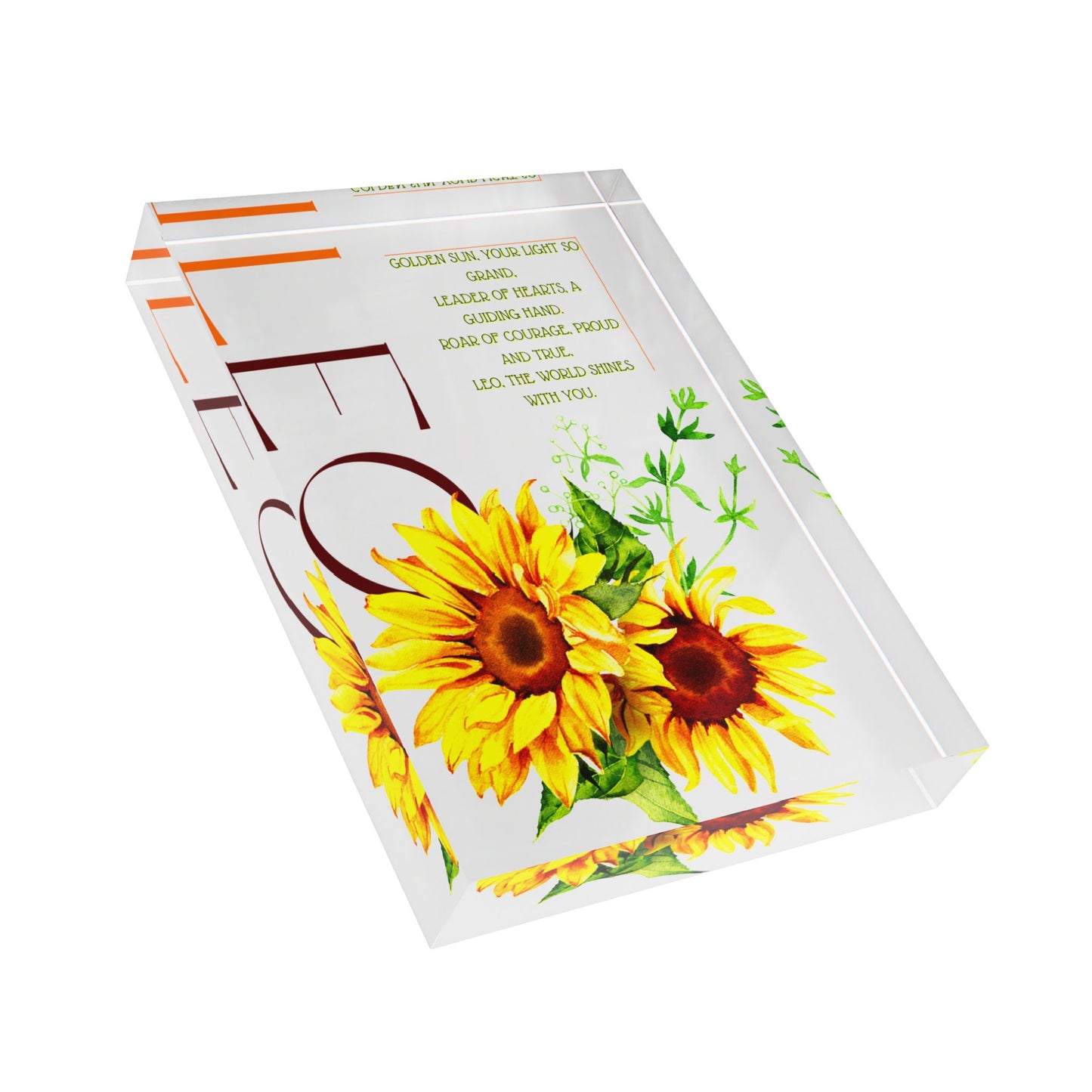 Leo Sunflowers, Photo Block (White)