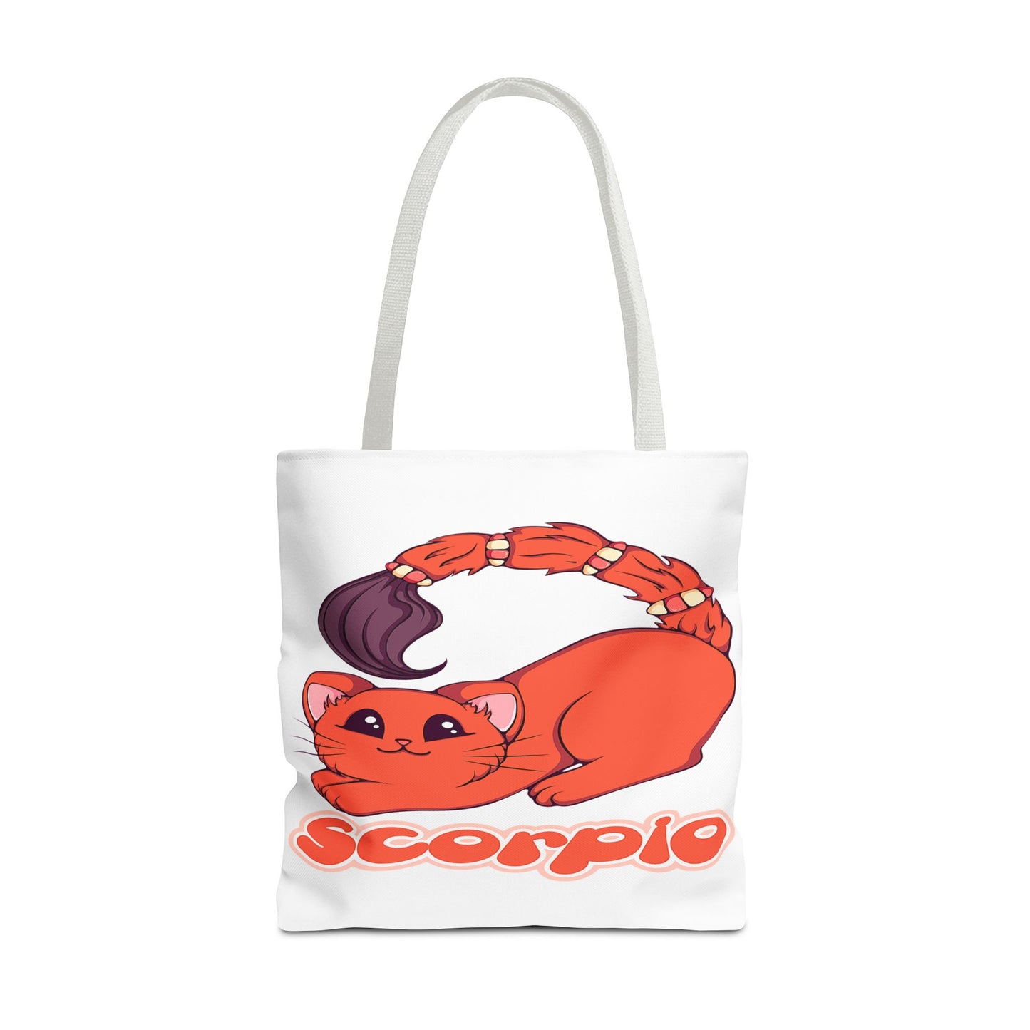 Scorpio Anime Cat White Tote Bag, 3 Sizes