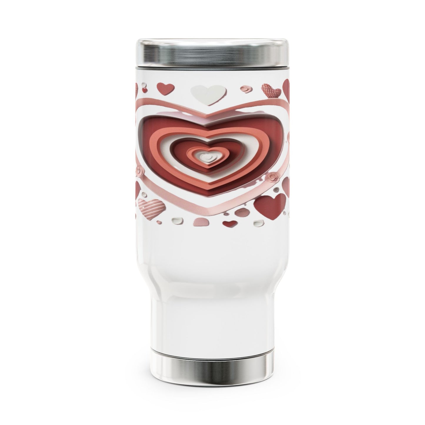 3D Love, Stainless Steel Travel Mug with Handle, 14oz