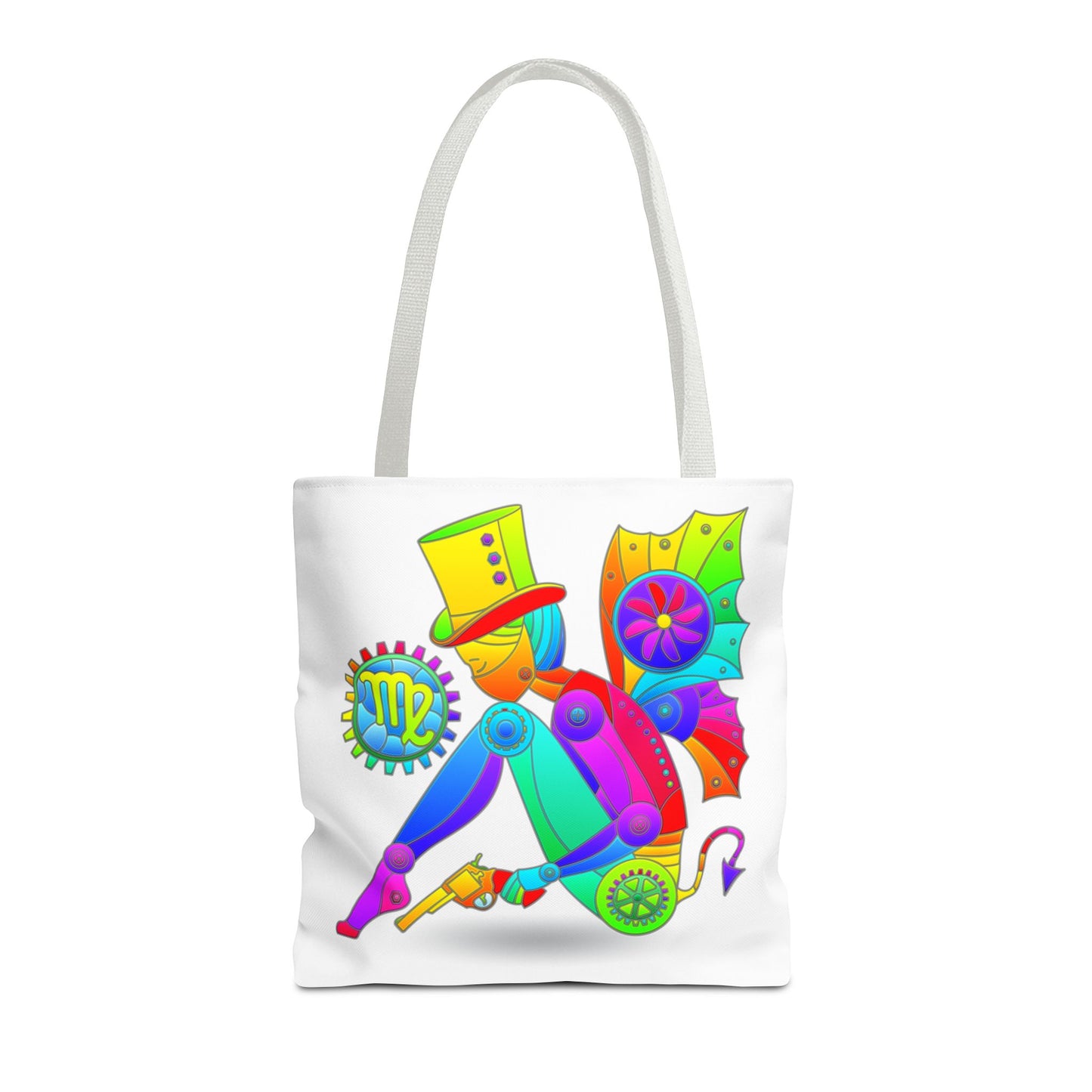 Virgo Rainbow Steampunk, White Tote Bag