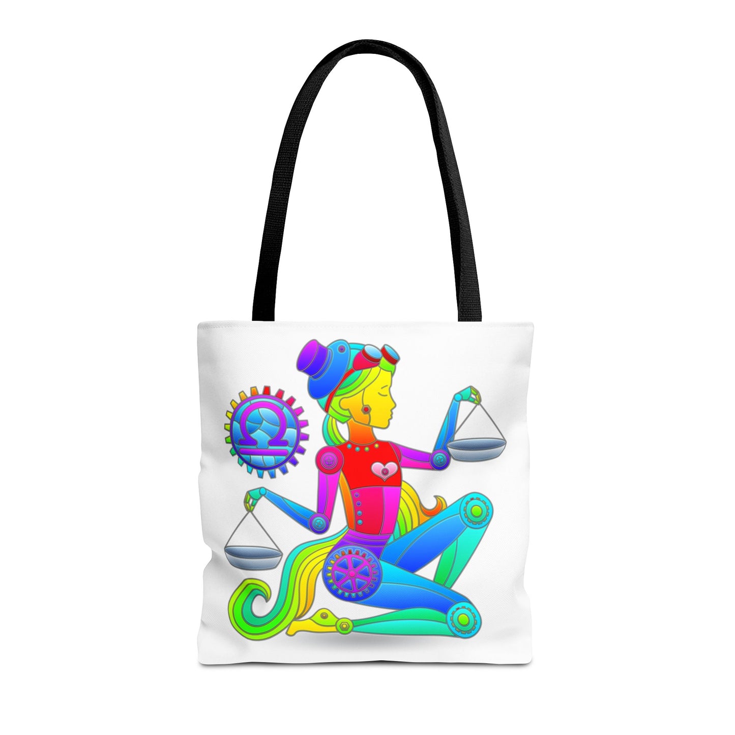 Libra Rainbow Steampunk, White Tote Bag