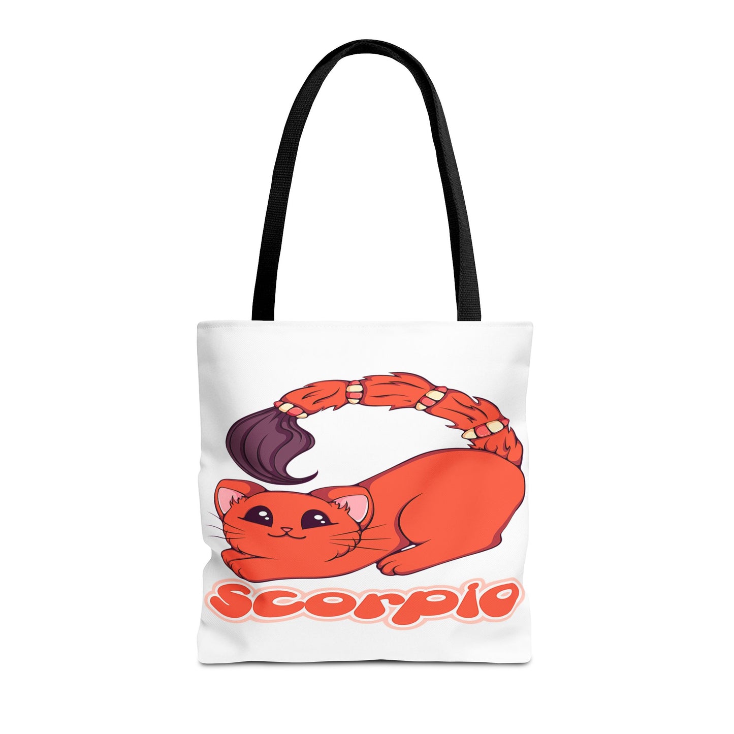 Scorpio Anime Cat White Tote Bag, 3 Sizes