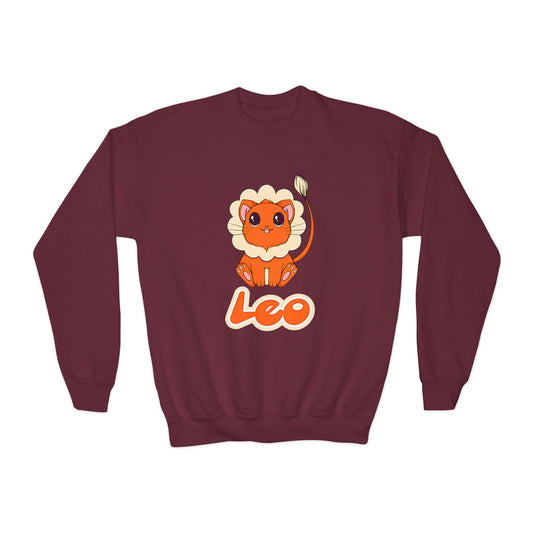 Leo Anime Cat, Youth Crewneck Sweatshirt