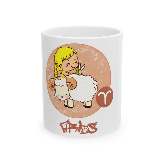 Aries Chibi Girl & Ram, Ceramic Mug (11oz, 15oz)