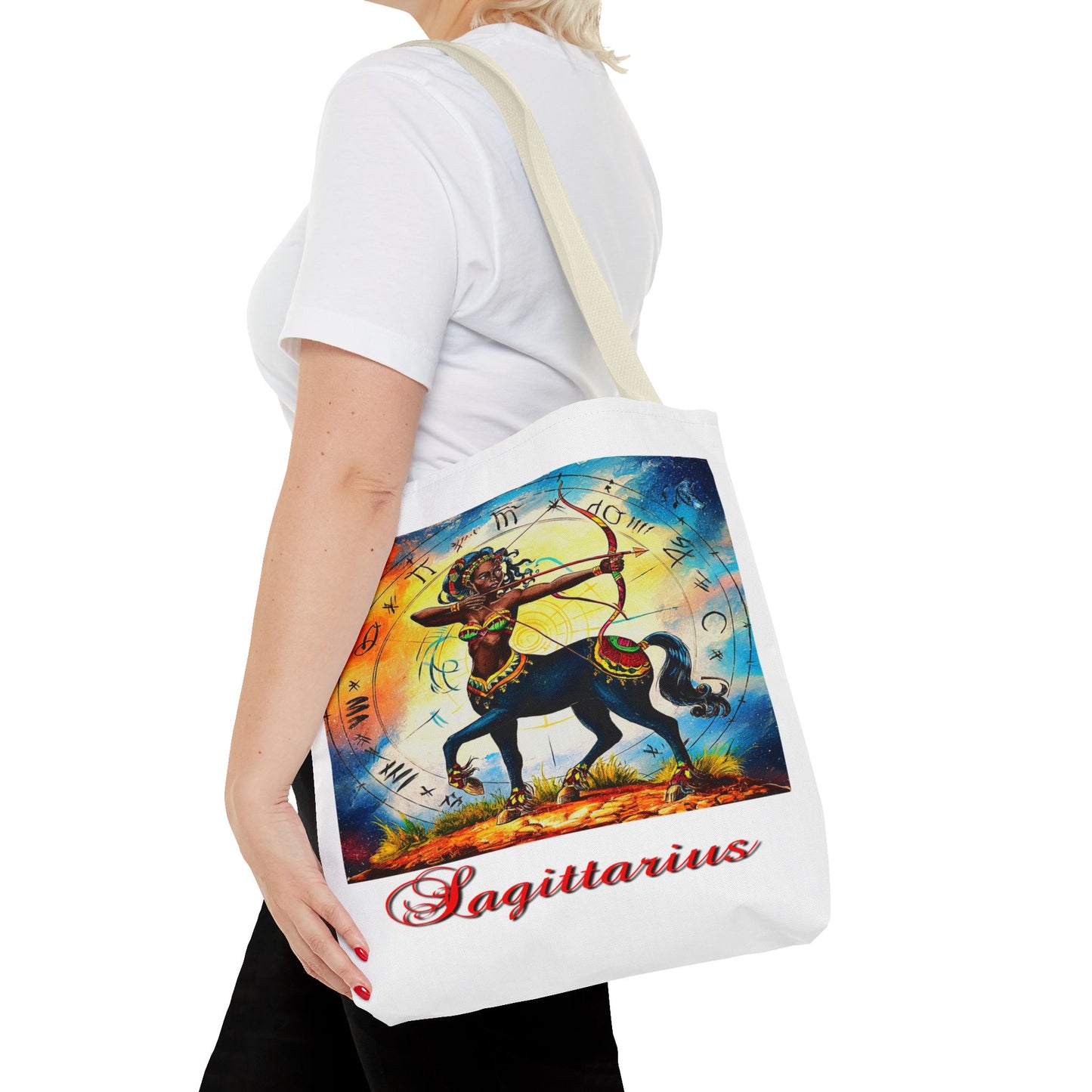 Sagittarius White Tote Bag, 3 Sizes