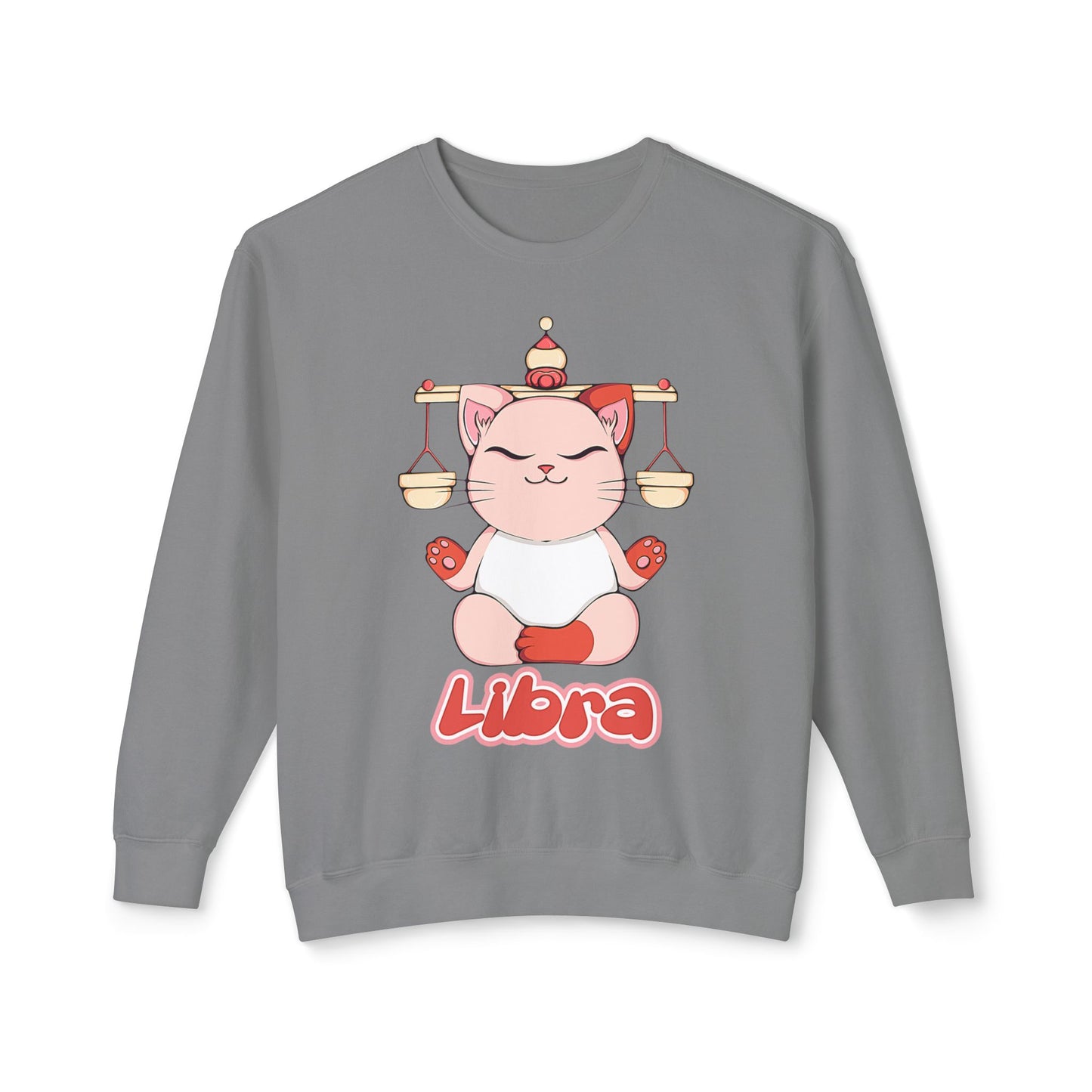 Libra Anime Cat, Unisex Lightweight Crewneck Sweatshirt