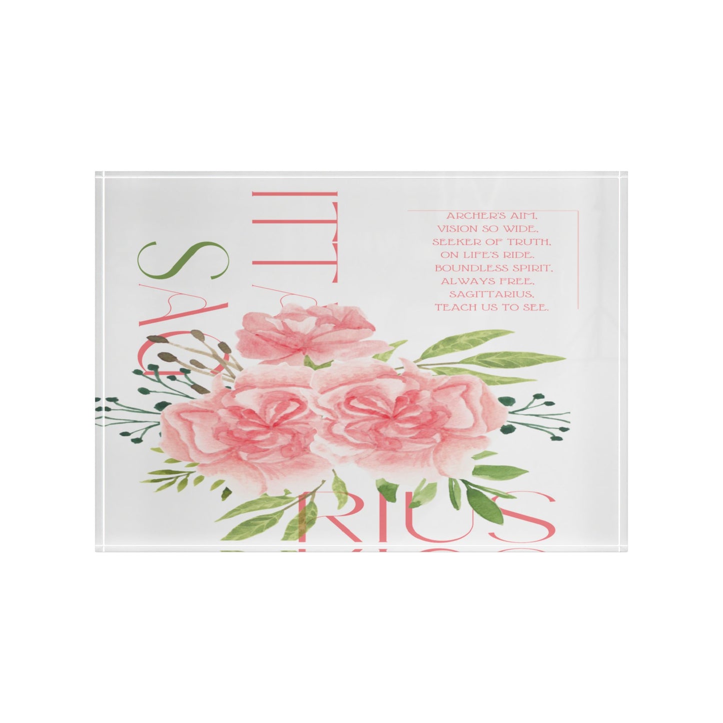 Sagittarius Pink Carnations, Photo Block (White)