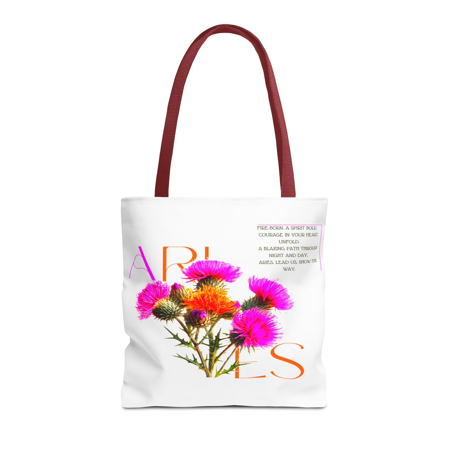 Aries Thistle White Tote Bag, 3 Sizes