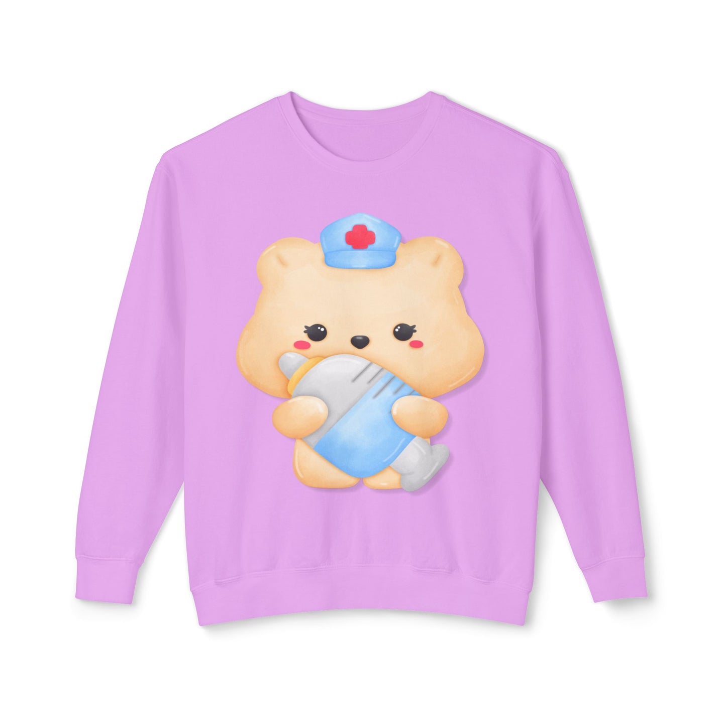 Nurse Bear, Unisex Lightweight Crewneck Sweatshirt