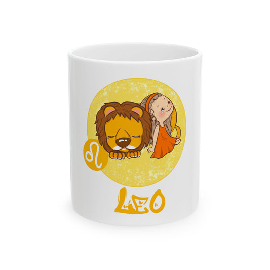 Leo Chibi Girl & Lion, Ceramic Mug (11oz, 15oz)