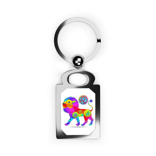 Leo Rainbow Steampunk, Rectangle Photo Keyring