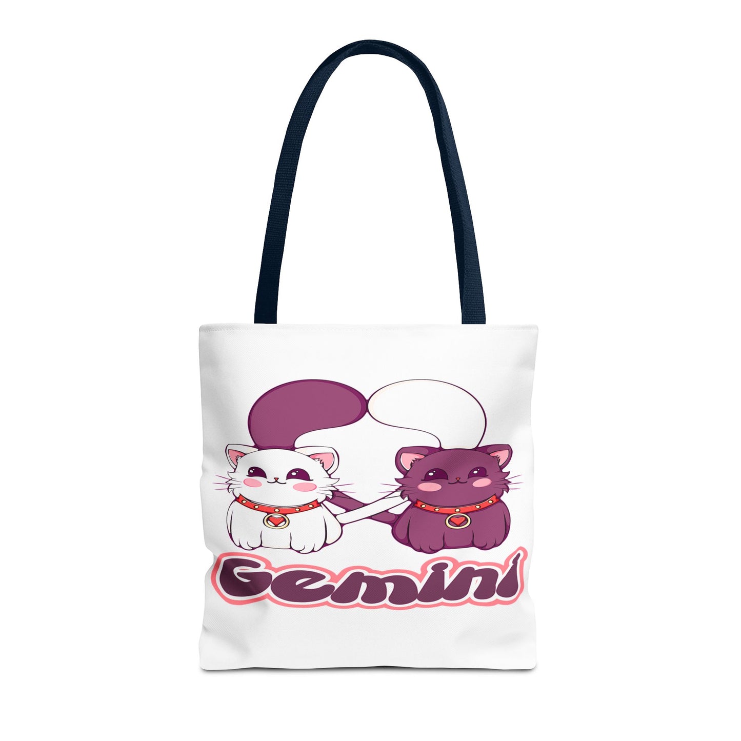 Gemini Anime Cats White Tote Bag, 3 Sizes