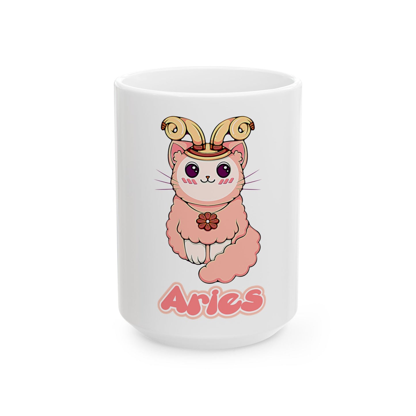 Aries Anime Cat Ceramic Mug, (11oz, 15oz)