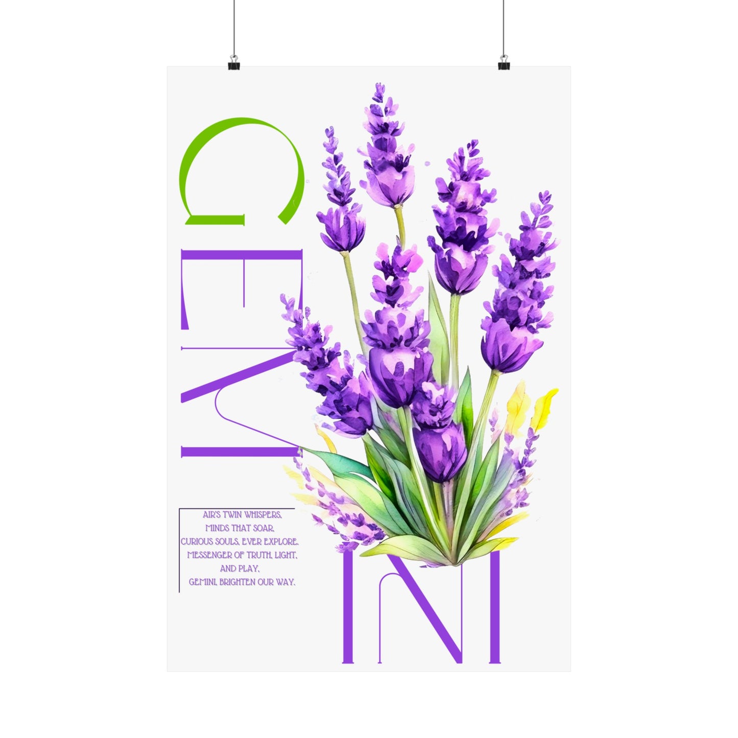 Gemini Lavender, Matte Vertical Poster (White)