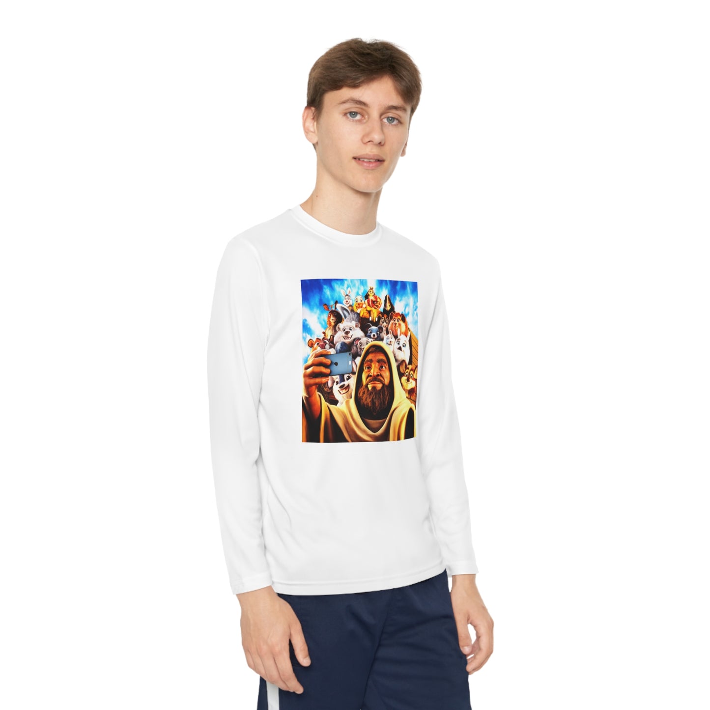 Noah's Selfie, Youth Long Sleeve Competitor Tee