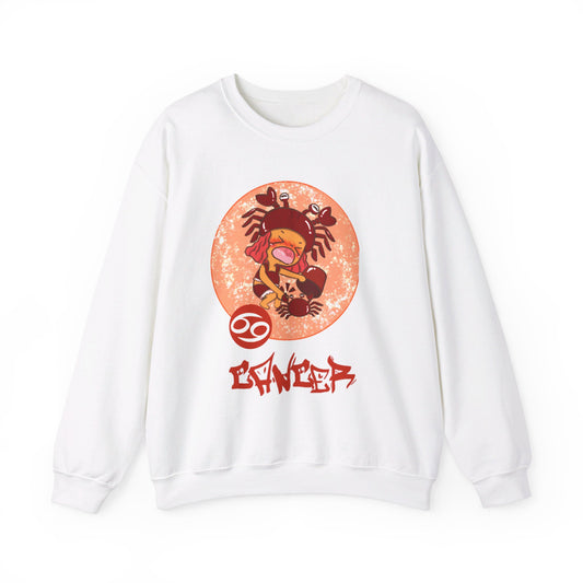 Cancer Chibi Girl & Crab, Unisex Heavy Blend™ Crewneck Sweatshirt