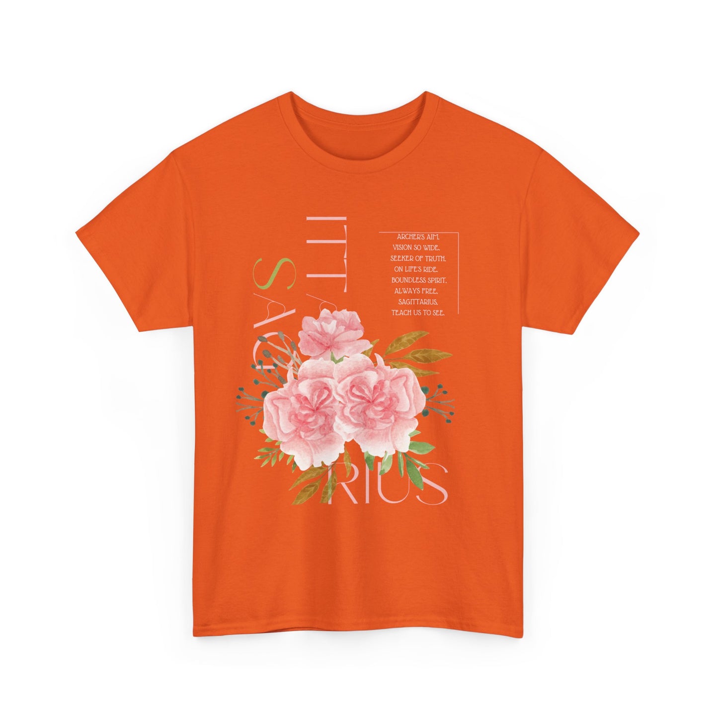 Sagittarius Pink Carnations, Unisex Heavy Cotton Tee