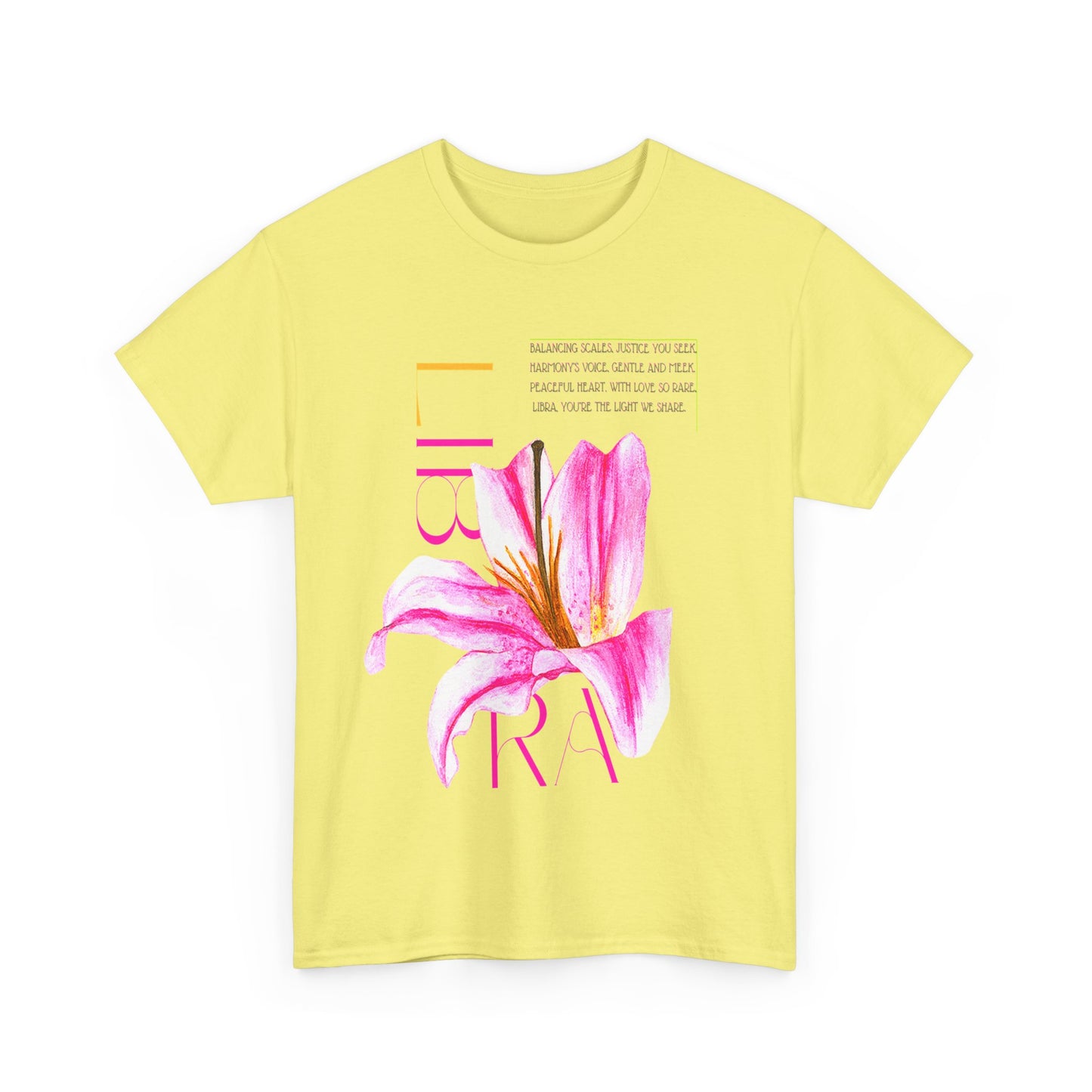 Libra Pink Lily, Unisex Heavy Cotton Tee