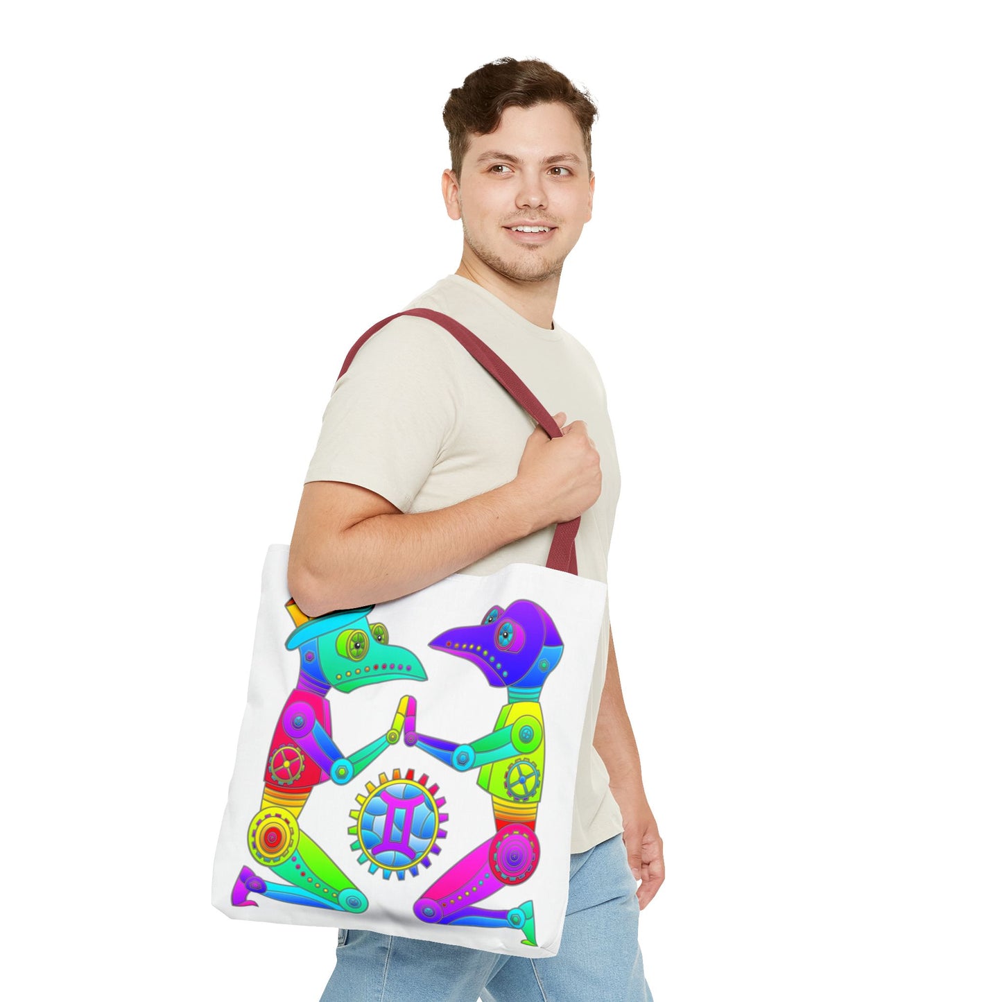 Gemini Rainbow Steampunk, White Tote Bag