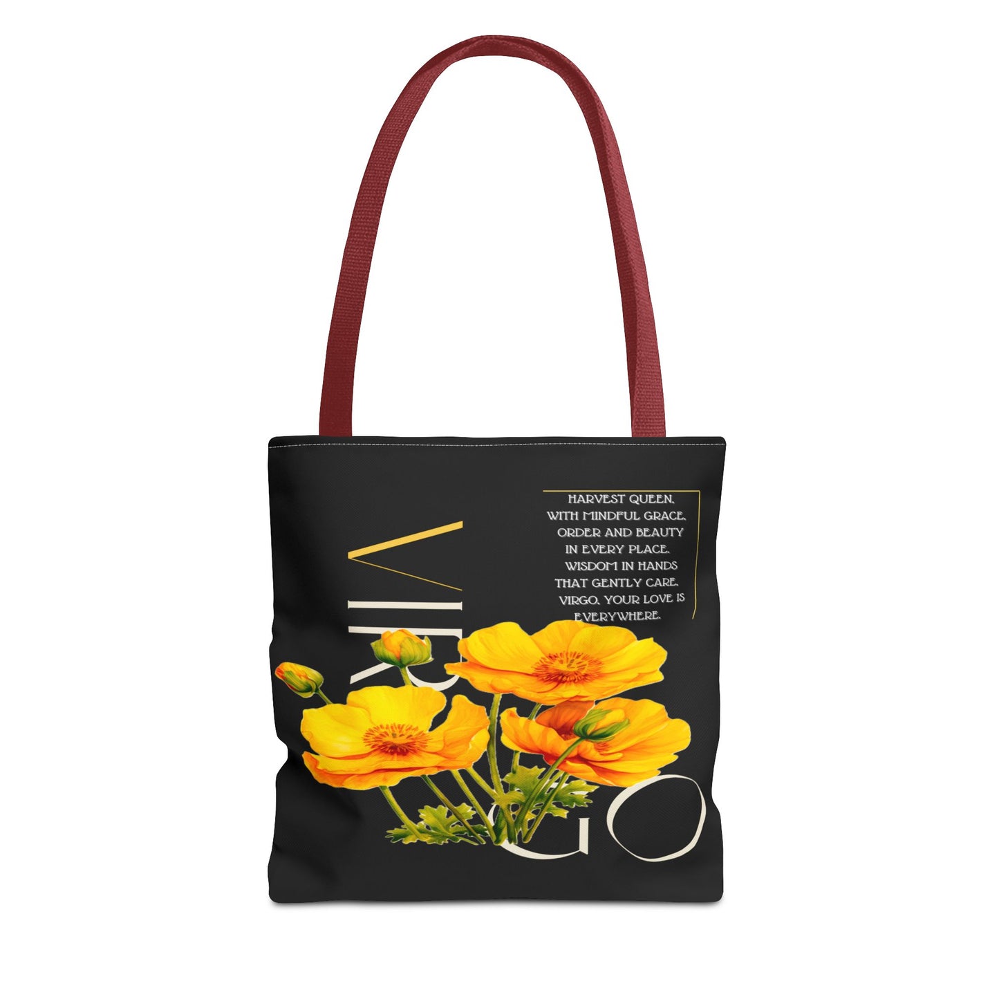 Virgo Buttercups Black Tote Bag, 3 Sizes