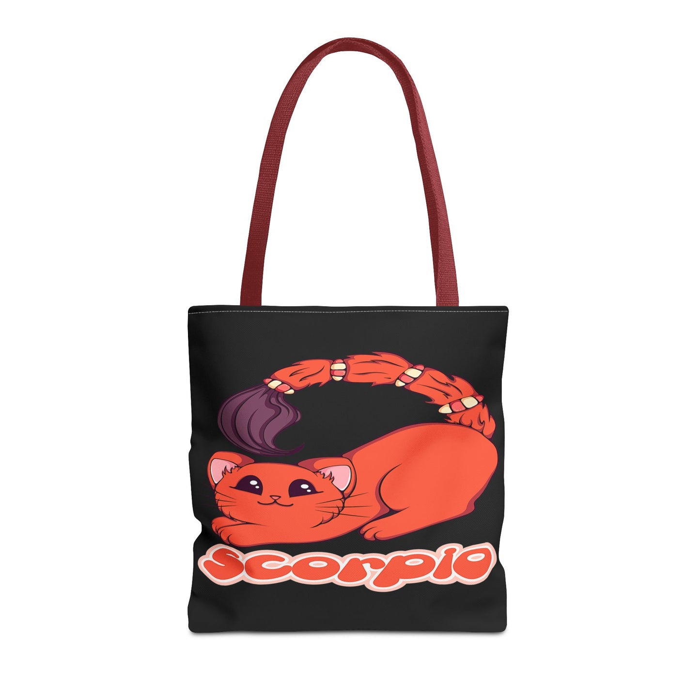 Scorpio Anime Cat Black Tote Bag, 3 Sizes