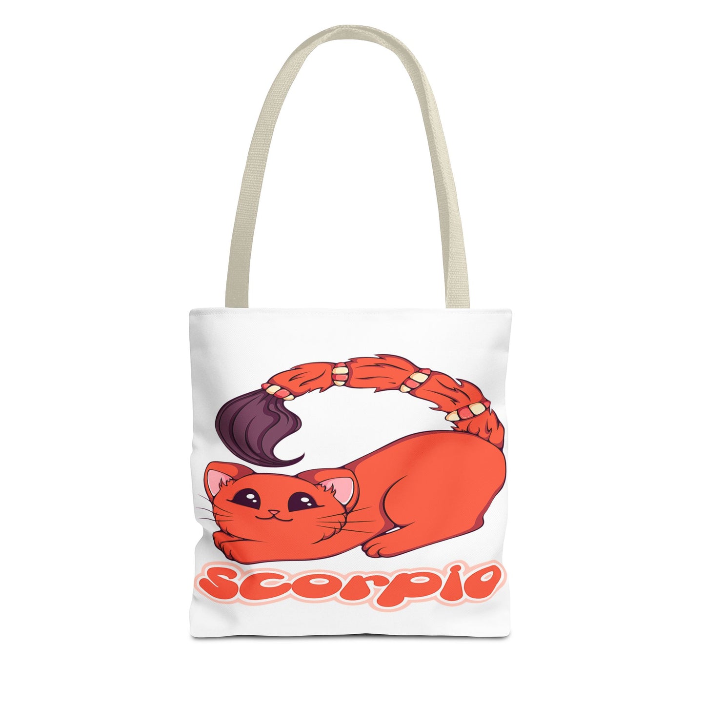 Scorpio Anime Cat White Tote Bag, 3 Sizes