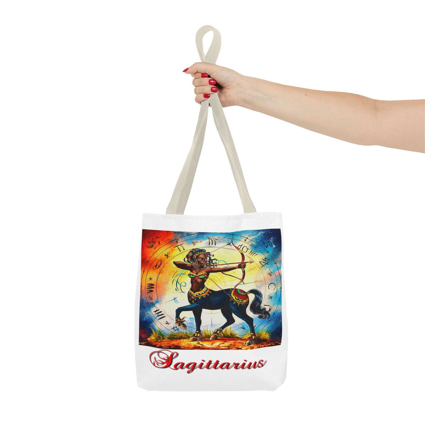 Sagittarius White Tote Bag, 3 Sizes