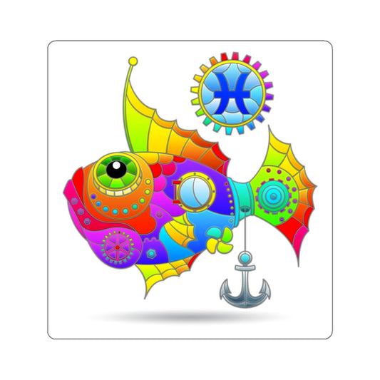 Pisces Rainbow Steampunk, Kiss-Cut Stickers