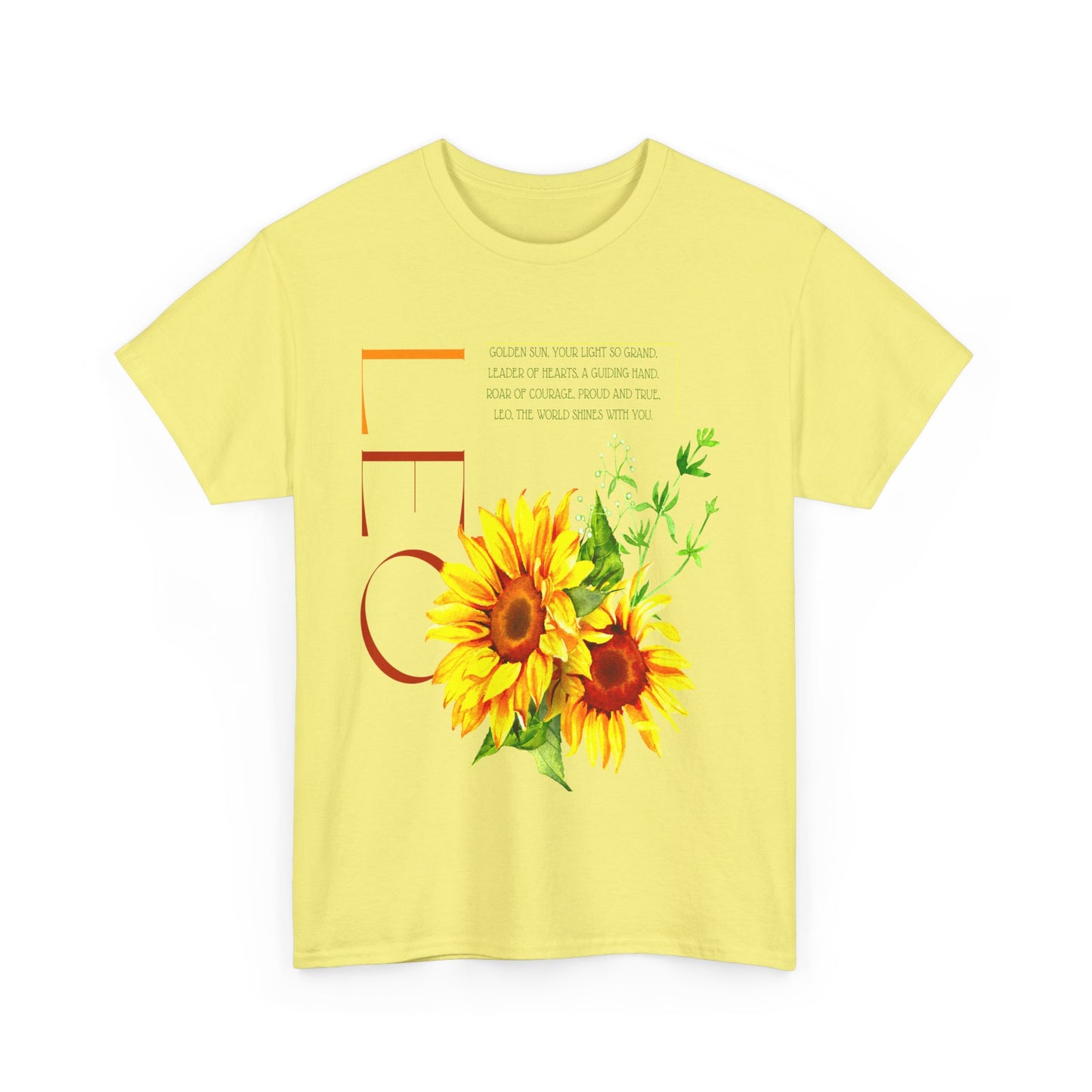 Leo Sunflowers, Unisex Heavy Cotton Tee