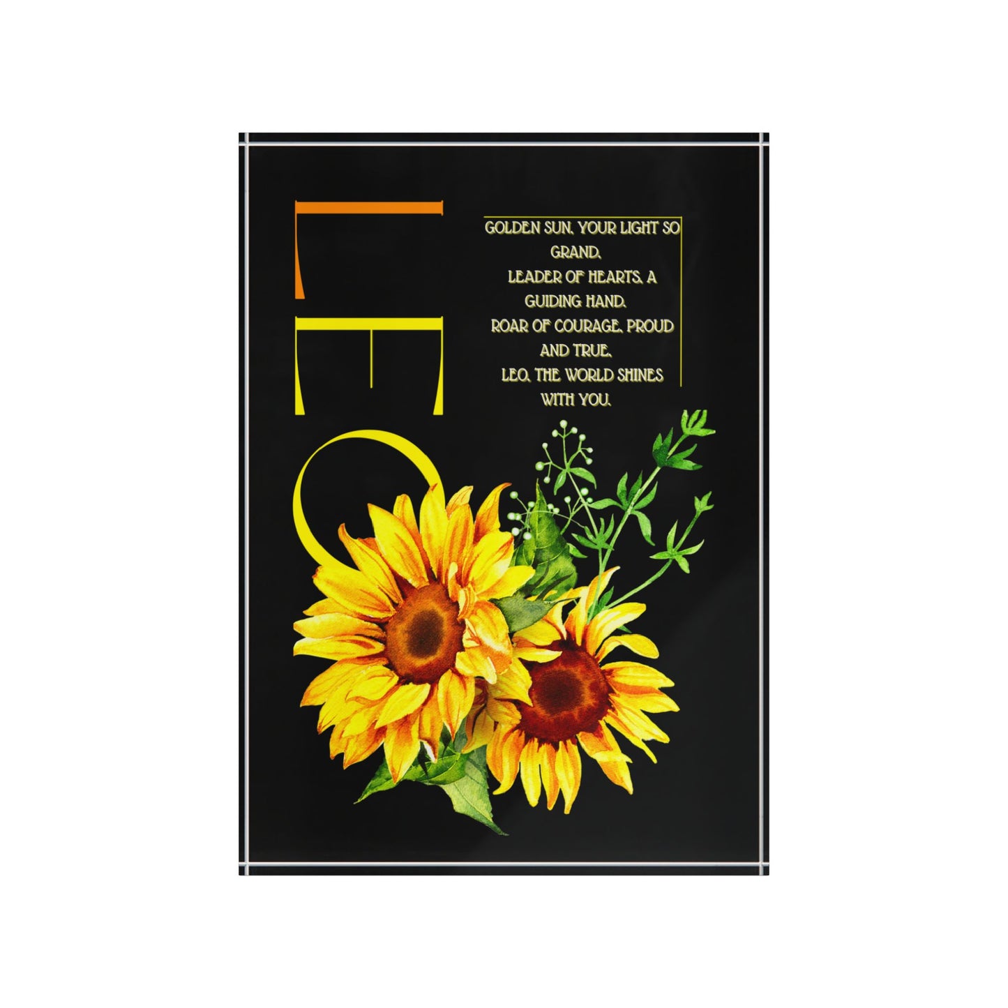 Leo Sunflowers, Photo Block (Black)