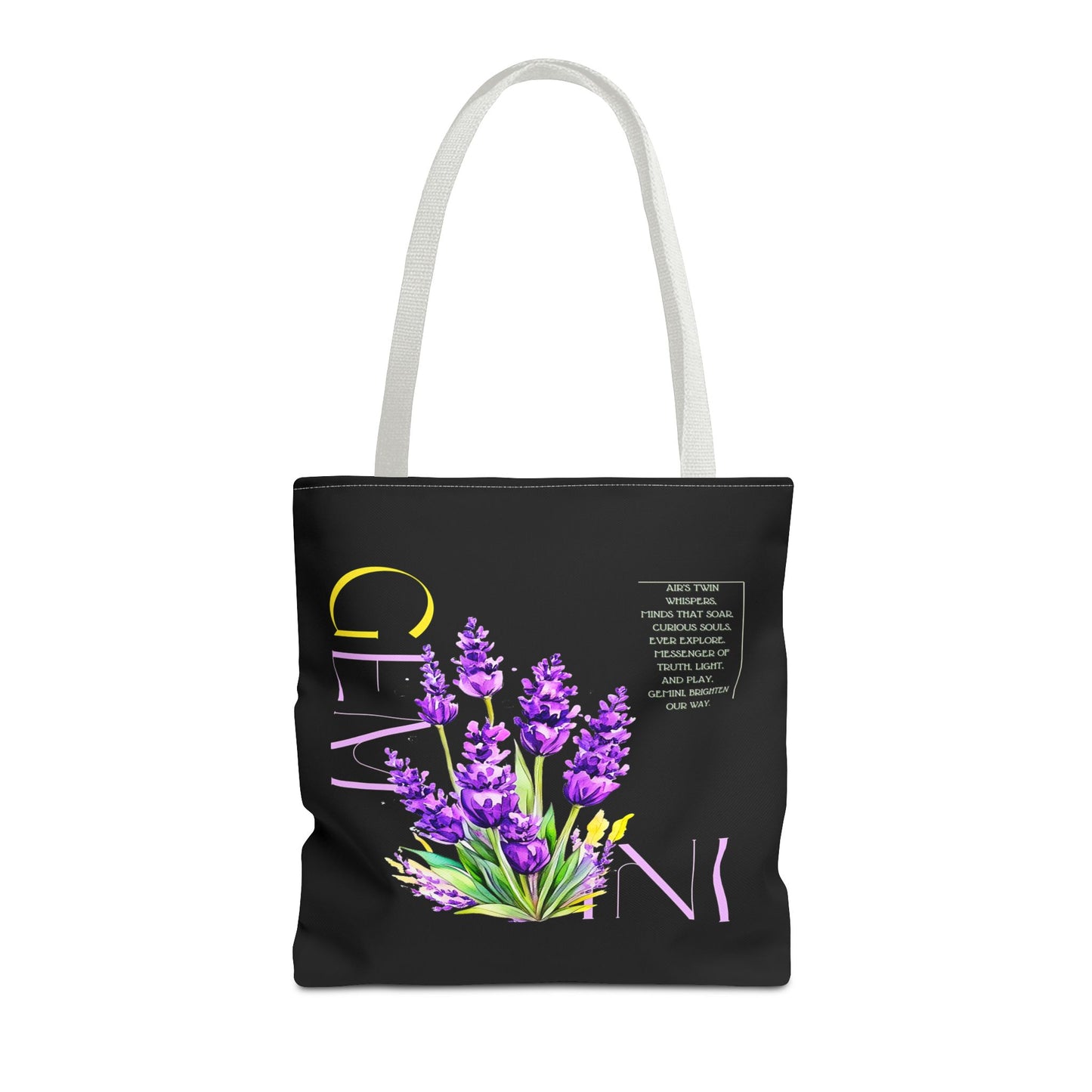 Gemini Lavender Black Tote Bag, 3 Sizes