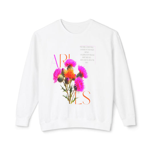 Aries Thistle, Unisex Lightweight Crewneck Sweatshirt