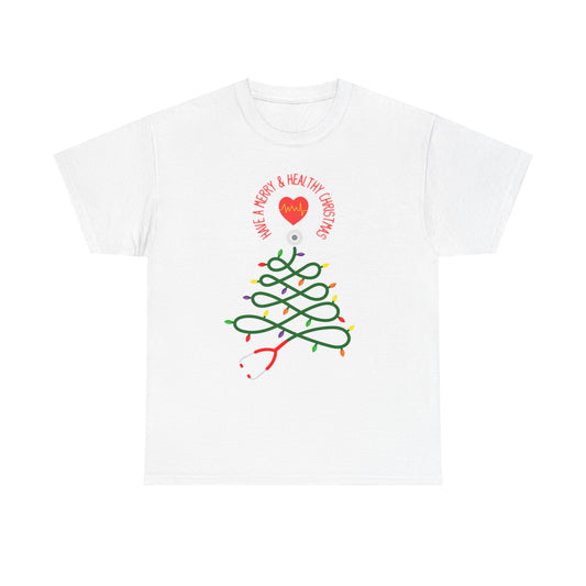 Have a Merry & Healthy Christmas, Unisex Heavy Cotton Tee