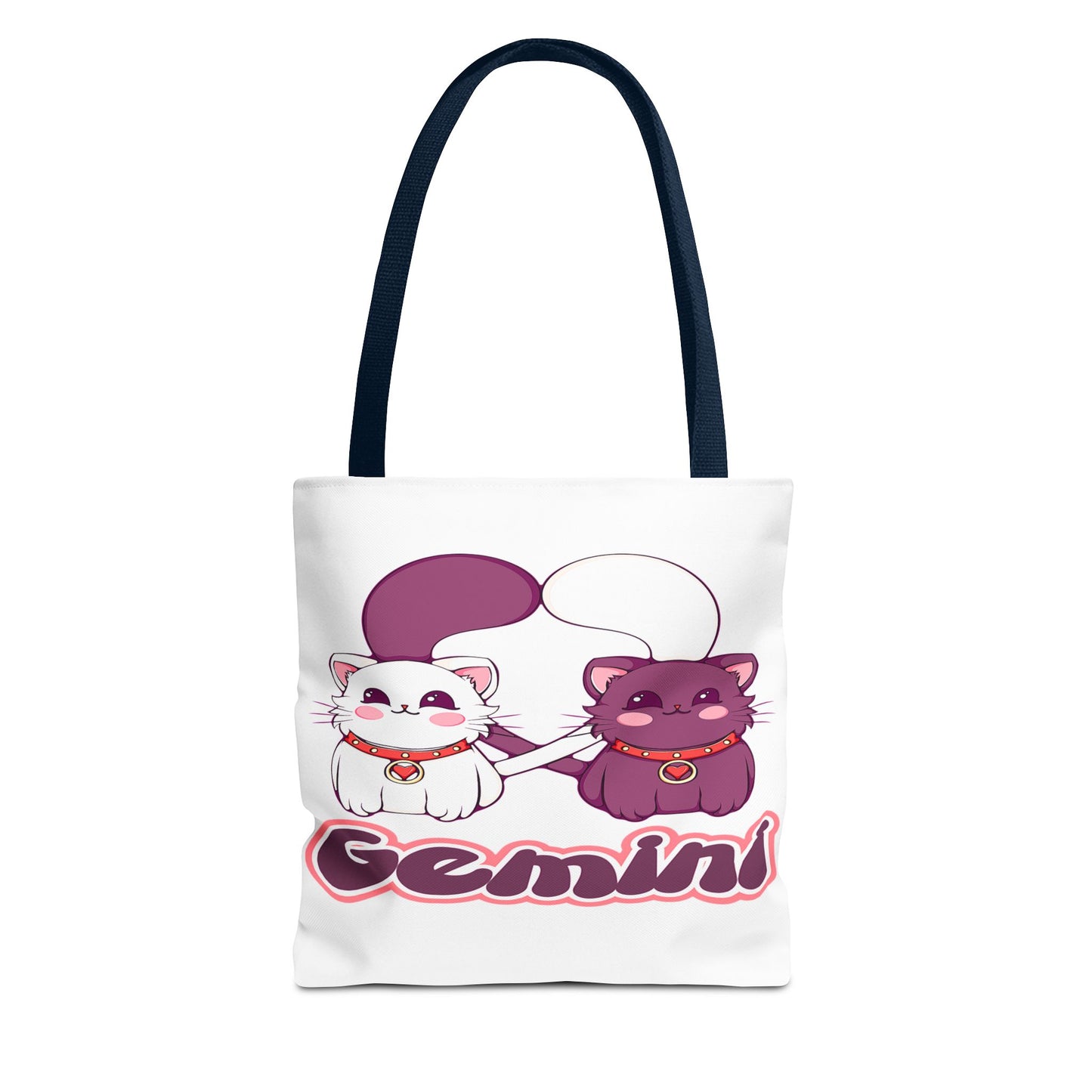 Gemini Anime Cats White Tote Bag, 3 Sizes