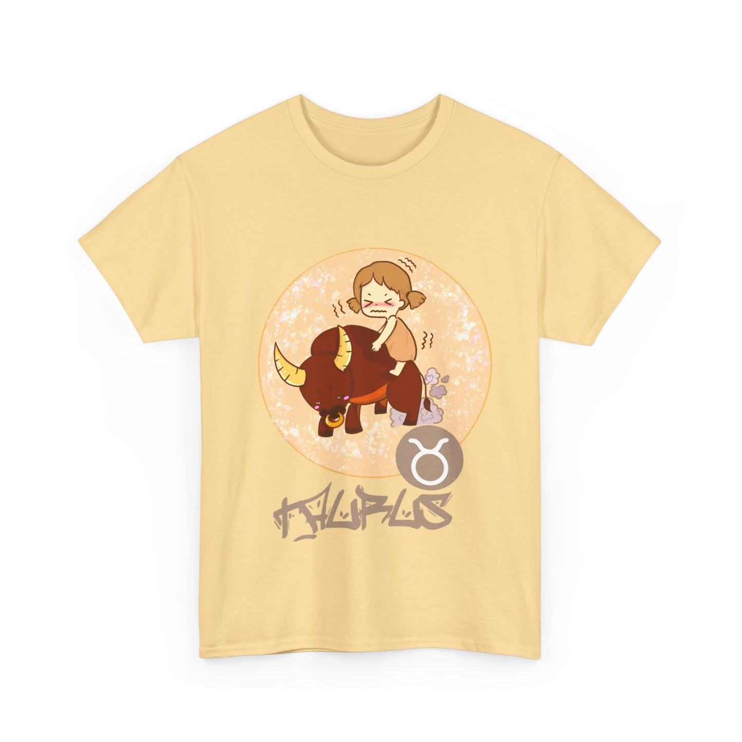 Taurus Chibi Girl & Bull, Unisex Heavy Cotton Tee