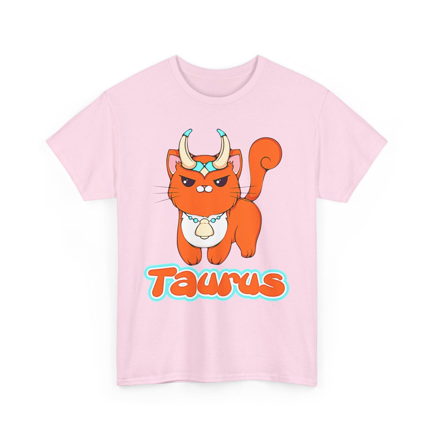 Taurus Anime Cat, Unisex Heavy Cotton Tee