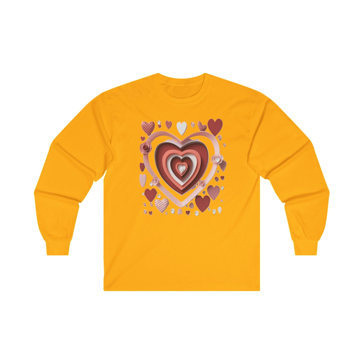 3D Love Hearts, Unisex Ultra Cotton Long Sleeve Tee